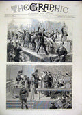 Original Old Antique Print Rifle Brigade Crystal Palace 1886 Hair Grande Soiree