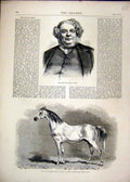 Old Antique Print Mark Lemon 1870 Horse Peek Arab Selim Metropolitan Show 19th
