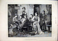 Old Antique Print 1879 Young Zither Player Children Games French Gallery 19th
