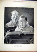 Original Old Antique Print Chior Boys Singing 1882 Music Rehearsal Hymn Book