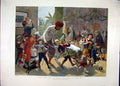 Old Antique Print Christmas Yule Log India 1889 Bringing Ice Wheelbarrow 19th