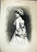 Original Old Antique Print 1881 Langtry Hardcastle Stoops Conquer Theatre 19th