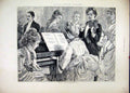 Original Old Antique Print Belgravia 1872 Rich People Music Piano Violin Romance