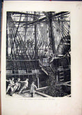 Original Old Antique Print 1871 Pits Pitmen Coal Whipping Pool Ship Working 19th