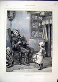 Original Old Antique Print Little Pepita 1876 Girl Dancing Man Music Fine Art