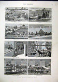 Old Antique Print 1887 Indigo Manufacture India Plant Cutting Vats Rahut 19th