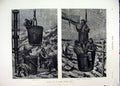 Old Antique Print Working Coal Mine 1878 Sinking Shaft Garland Repairing 19th