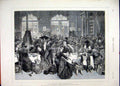 Original Old Antique Print 1876 Restaurant Waitor Families Eating 19th