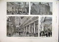 Old Antique Print Grand Hotel Trafalgar Square 1880 Dining Hall Exterior 19th
