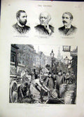 Original Old Antique Print London City Council Work Strand 1889 Ouseley Bright
