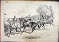 Original Old Antique Print Horses Race Refusing Jump Fence 1882 Country Scene