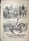 Original Old Antique Print 1893 Horses Riders Going Hunting Early Late Sketch