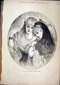 Original Old Antique Print Portrait Women 1878 Beautiful Dresses Viels Victorian