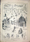 Original Old Antique Print Sketches 1879 Town Alps Lynmouth Ramsgate Comedy 19th
