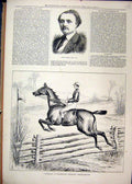 Original Old Antique Print 1878 Portrait John Stainer Fusilier Canadian Steeple
