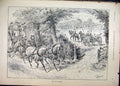 Original Old Antique Print 1894 Horses Carriage Country Field Sketch Victorian