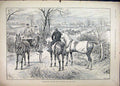 Original Old Antique Print 1892 Steeplechasing Frost Postponed Horse Carriage