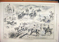 Original Old Antique Print Horses Running Jumping 1887 Wight Downs Dog Hunting