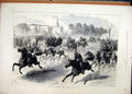 Original Old Antique Print 1876 Petersburg Fire Brigade Horses Racing Street