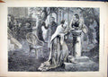 Original Old Antique Print 1875 Scene Lady Flora Court Romance Theatre Victorian