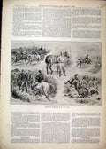 Original Old Antique Print 1892 Mounted Paperchasing Cape Horses Falling Hunt