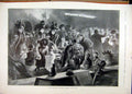Original Old Antique Print 1895 Managers Christmas Dinner Fantasy Scene 19th