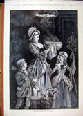 Old Antique Print Wassail Bowl 1893 Woman Children Dog Carrying Fine Art 19th