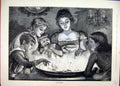 Original Old Antique Print 1887 Snapdragon Woman Children Fire Bowl Victorian
