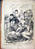 Original Old Antique Print Woman Watching Balcony 1880 Boat Race 19th