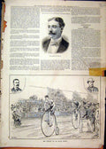 Original Old Antique Print 1886 Portrait Morton Selten Cycling Kildare Lillie