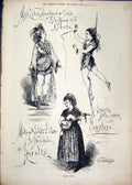 Original Old Antique Print 1875 Theatre Woman Music Sword Rope Selim Victorian