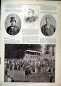 Original Old Antique Print 1895 Photograph Sandown Park Brett Williams Walker