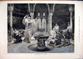 Original Old Antique Print 1885 Interior Granada Woman Dancing Art Victorian