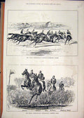 Original Old Antique Print 1878 Metrapolitan Handicap Steeplechase Sandown Horse