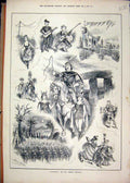 Original Old Antique Print Chilperic Empire Theatre 1884 Horse Music Dancing