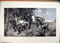 Old Antique Print 1883 Men Hunting Birds Dog Trees Country Scene Fine Art 19th