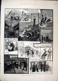 Original Old Antique Print 1883 Sketches Drury Lane Theatre Adelphi Sailor Lass