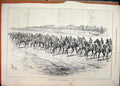 Original Old Antique Print 1877 Cambridgeshire Race Starting Line Horses Country