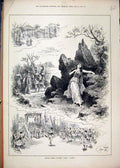 Original Old Antique Print 1884 Scene Gounod Opera Sapho Theatre Dancing 19th