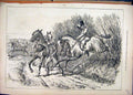 Original Old Antique Print 1877 Man Horse Jumpin Fence Accident Country Scene