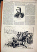 Original Old Antique Print 1877 Portrait Famous Whip Stocking River Thames Fish