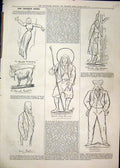 Original Old Antique Print 1879 Sketches Stage Humour Goat Illusion Funny Man