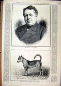 Old Antique Print 1879 Portrait Mr Buckstone Dingo Dog Australia Farmers 19th