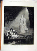 Original Old Antique Print Wieland Oberon 1878 Huron Dream Man Sleeping Theatre