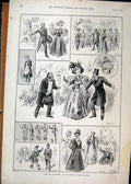 Original Old Antique Print 1896 Duke York Theatre Gay Parisienne Romance Scene