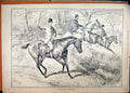 Original Old Antique Print 1887 Country Scene Horse Jumping Hedge Refusing 19th
