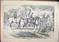 Old Antique Print 1888 Fox Hunting Horses Riders Gate Country Scene Tree 19th