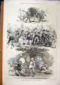 Old Antique Print 1877 Scene Oxygen Folly Theatre Dancing Sword Fighting 19th