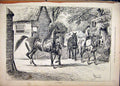 Original Old Antique Print 1878 Country Scene Horses Men Rider Trees Victorian