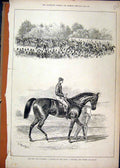 Original Old Antique Print Horse Racing 1876 City Suburban Thunder Winner 19th